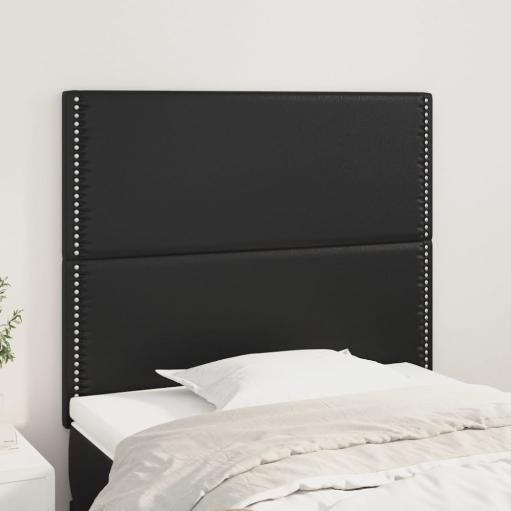 vidaXL Tăblii de pat, 2 buc, negru, 90x5x78/88 cm, piele ecologică