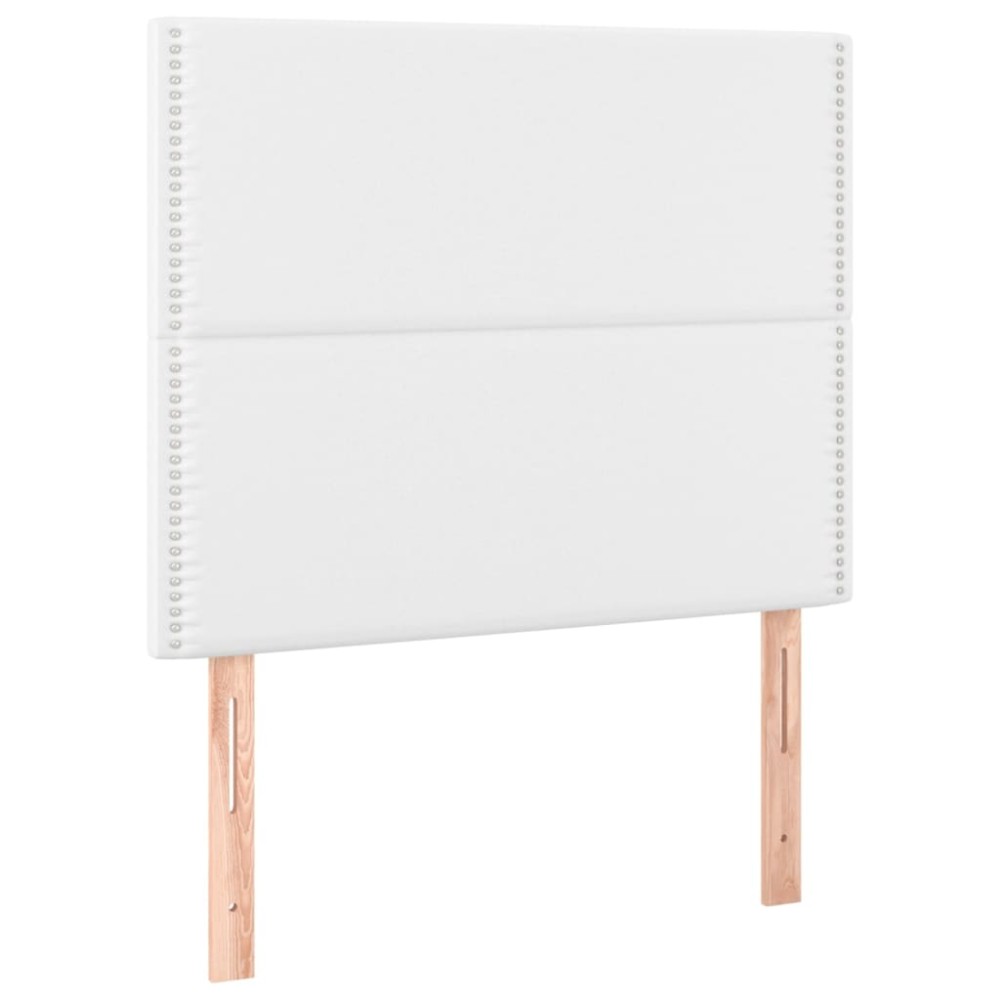 vidaXL Tăblii de pat, 2 buc, alb, 90x5x78/88 cm, piele ecologică