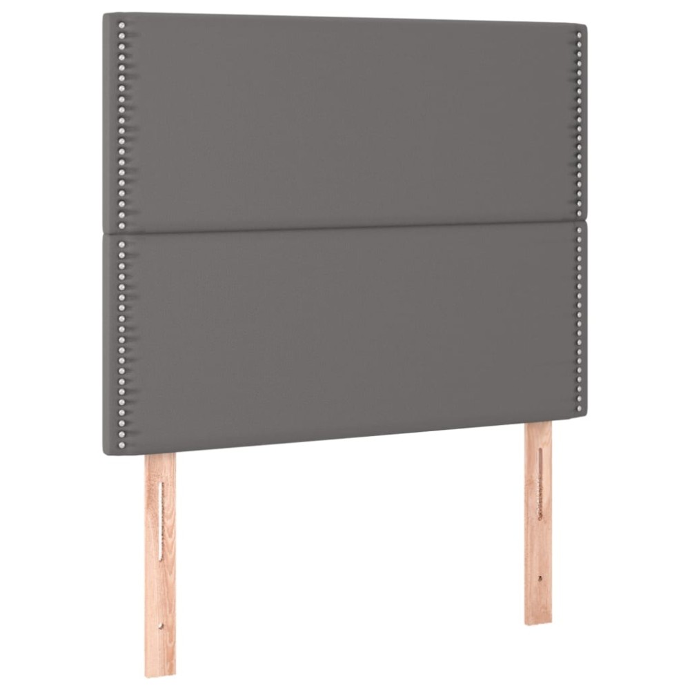 vidaXL Tăblii de pat, 2 buc, gri, 90x5x78/88 cm, piele ecologică