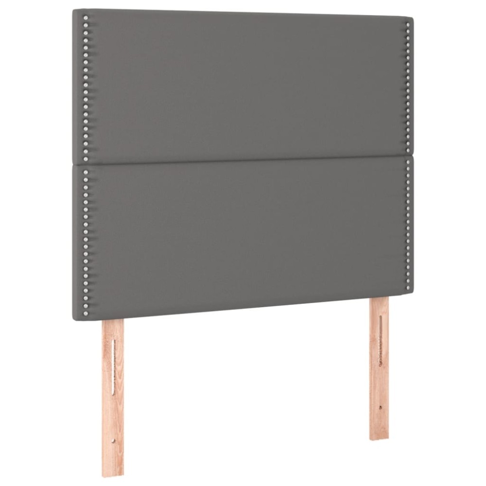 vidaXL Tăblii de pat, 2 buc, gri, 100x5x78/88 cm, piele ecologică