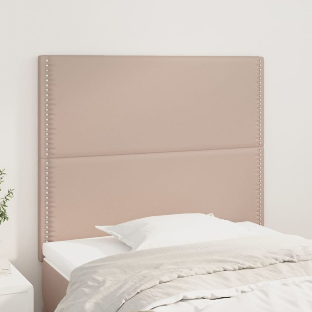 vidaXL Tăblii de pat 2 buc, cappuccino 100x5x78/88 cm piele ecologică