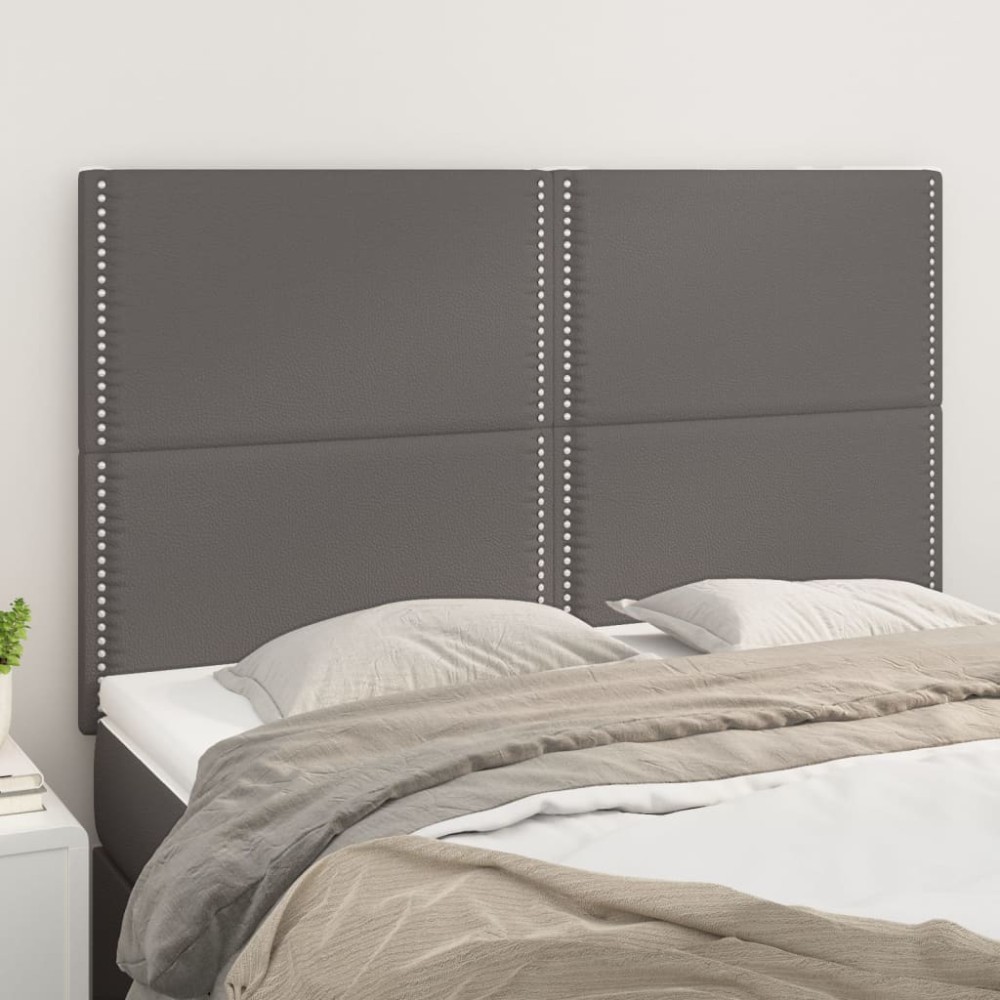 vidaXL Tăblii de pat, 4 buc, gri, 72x5x78/88 cm, piele ecologică
