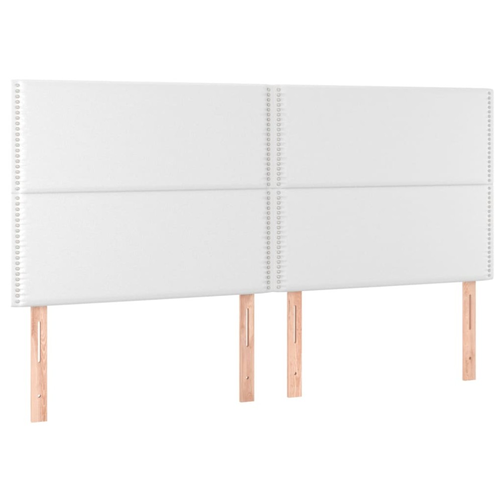 vidaXL Tăblii de pat, 4 buc, alb, 90x5x78/88 cm, piele ecologică