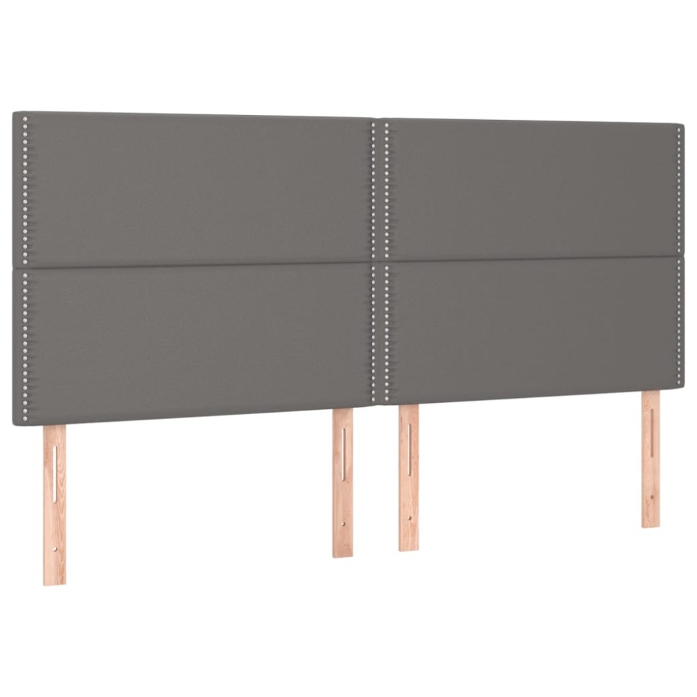 vidaXL Tăblii de pat, 4 buc, gri, 90x5x78/88 cm, piele ecologică