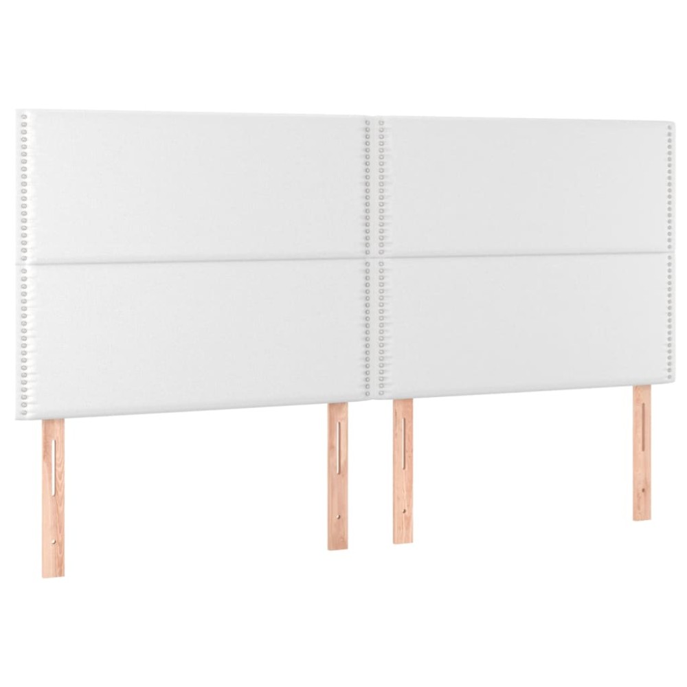 vidaXL Tăblii de pat, 4 buc, alb, 100x5x78/88 cm, piele ecologică