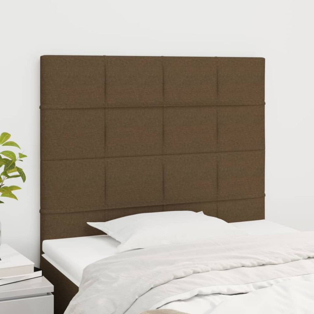 vidaXL Tăblii de pat, 2 buc, maro închis, 90x5x78/88 cm, textil
