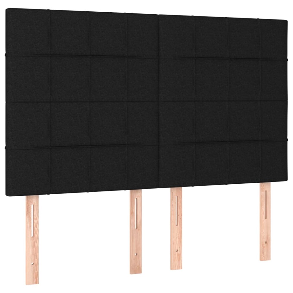 vidaXL Tăblii de pat, 4 buc, negru, 72x5x78/88 cm, textil