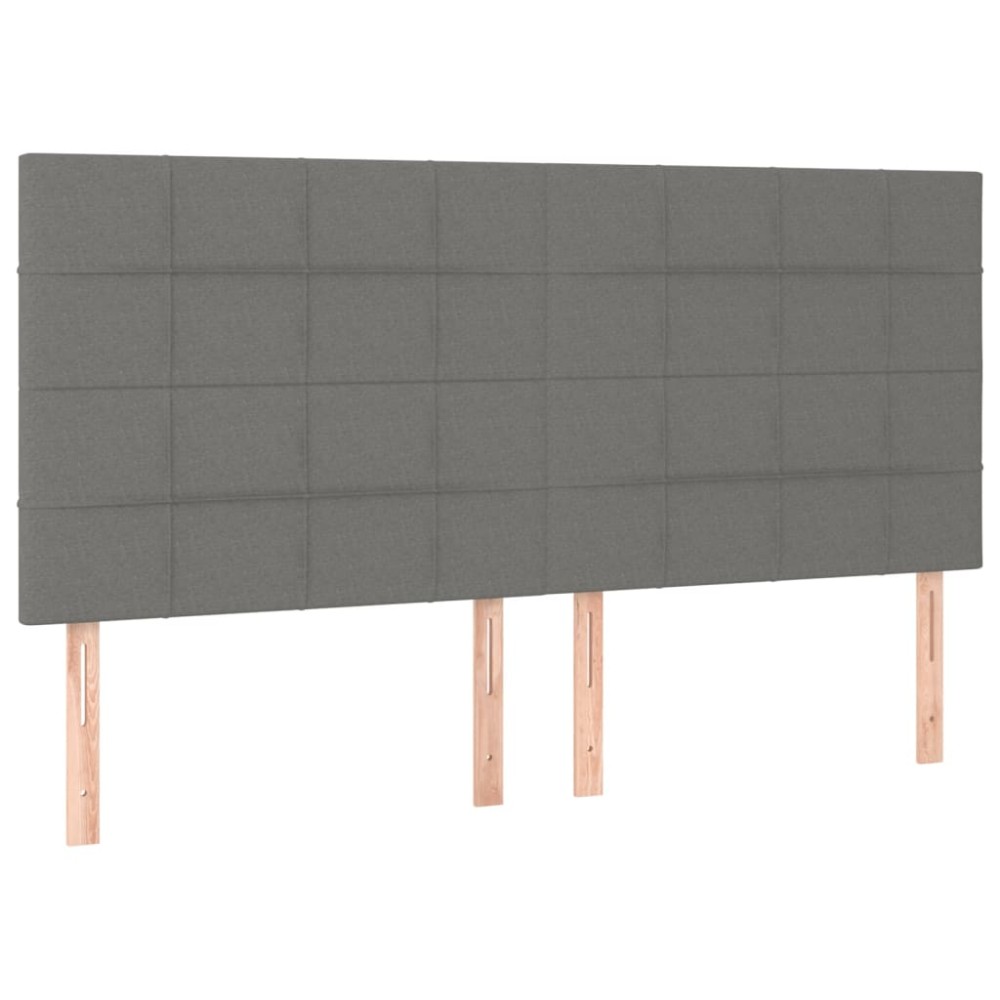 vidaXL Tăblii de pat, 4 buc, gri închis, 90x5x78/88 cm, textil