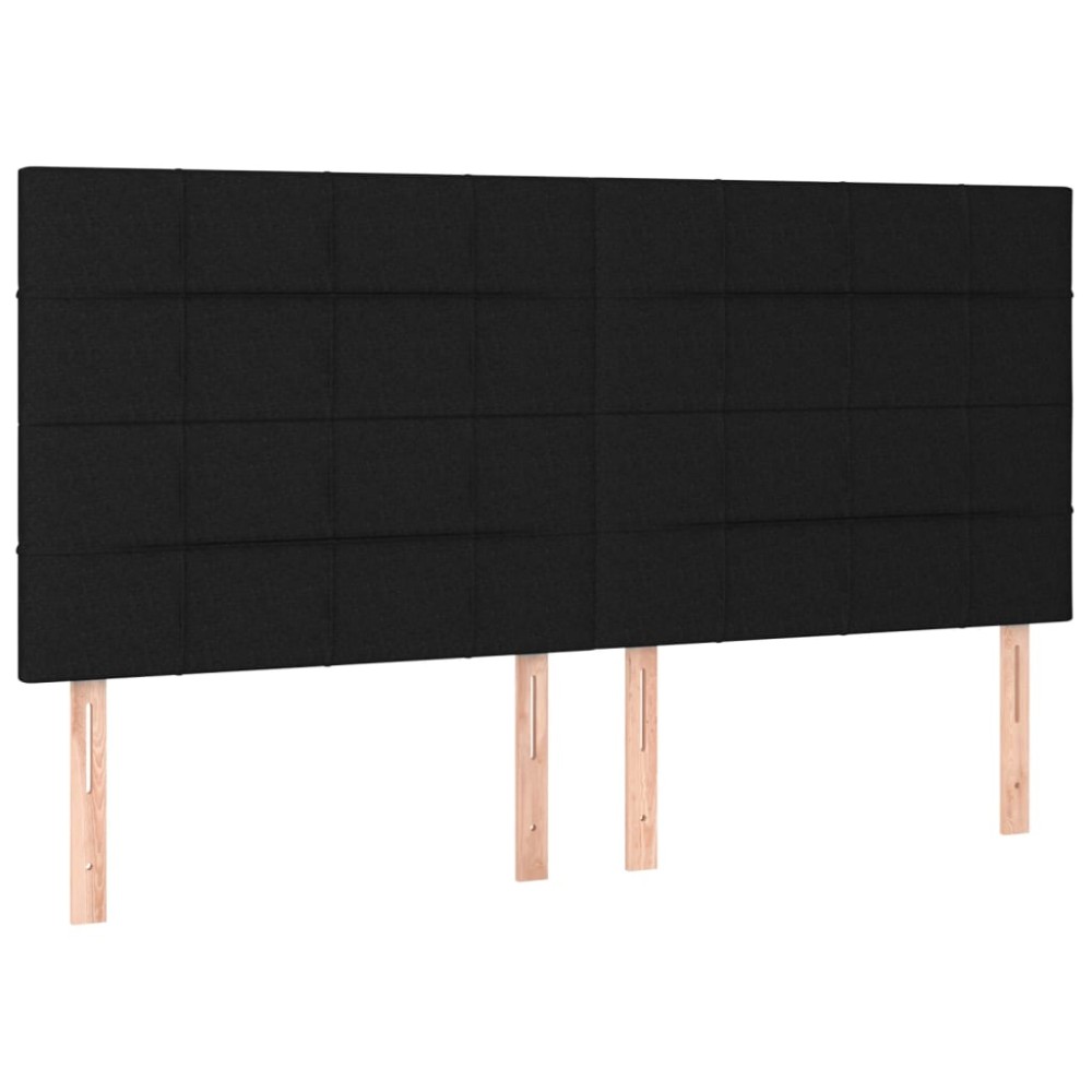 vidaXL Tăblii de pat, 4 buc, negru, 100x5x78/88 cm, textil