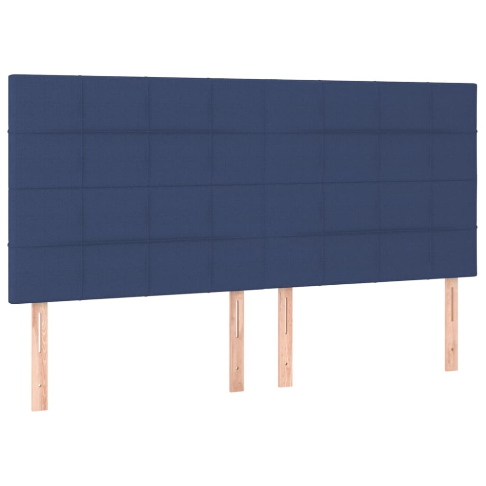 vidaXL Tăblii de pat, 4 buc, albastru, 100x5x78/88 cm, textil