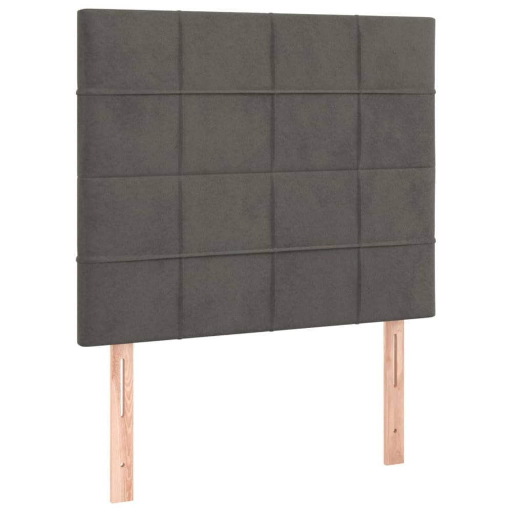 vidaXL Tăblii de pat, 2 buc, gri închis, 90x5x78/88 cm, catifea