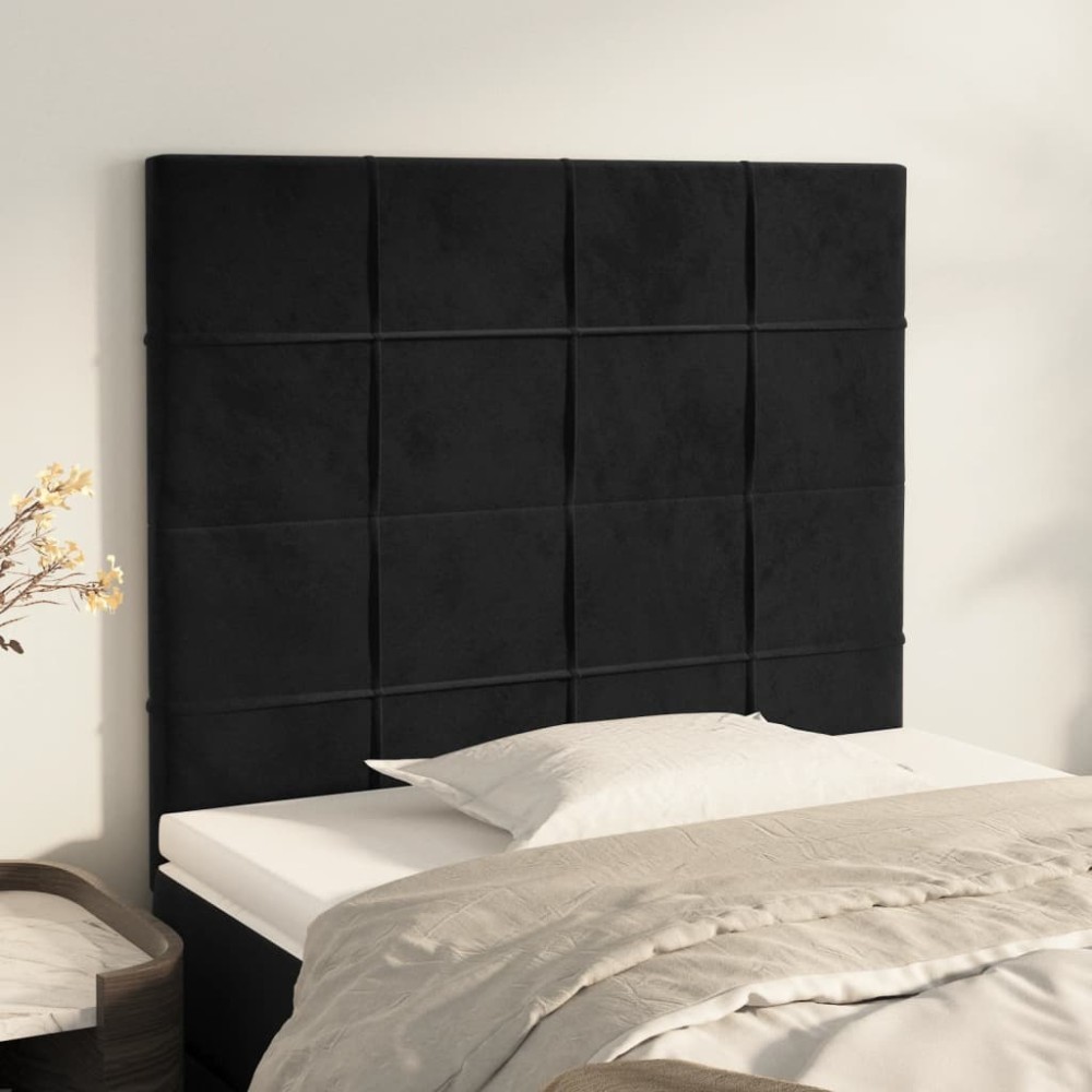 vidaXL Tăblii de pat, 2 buc, negru, 90x5x78/88 cm, catifea