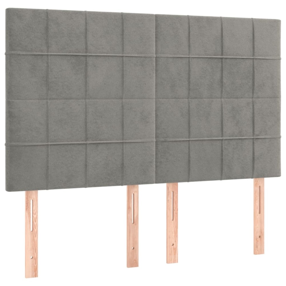 vidaXL Tăblii de pat, 4 buc, gri deschis, 72x5x78/88 cm, catifea