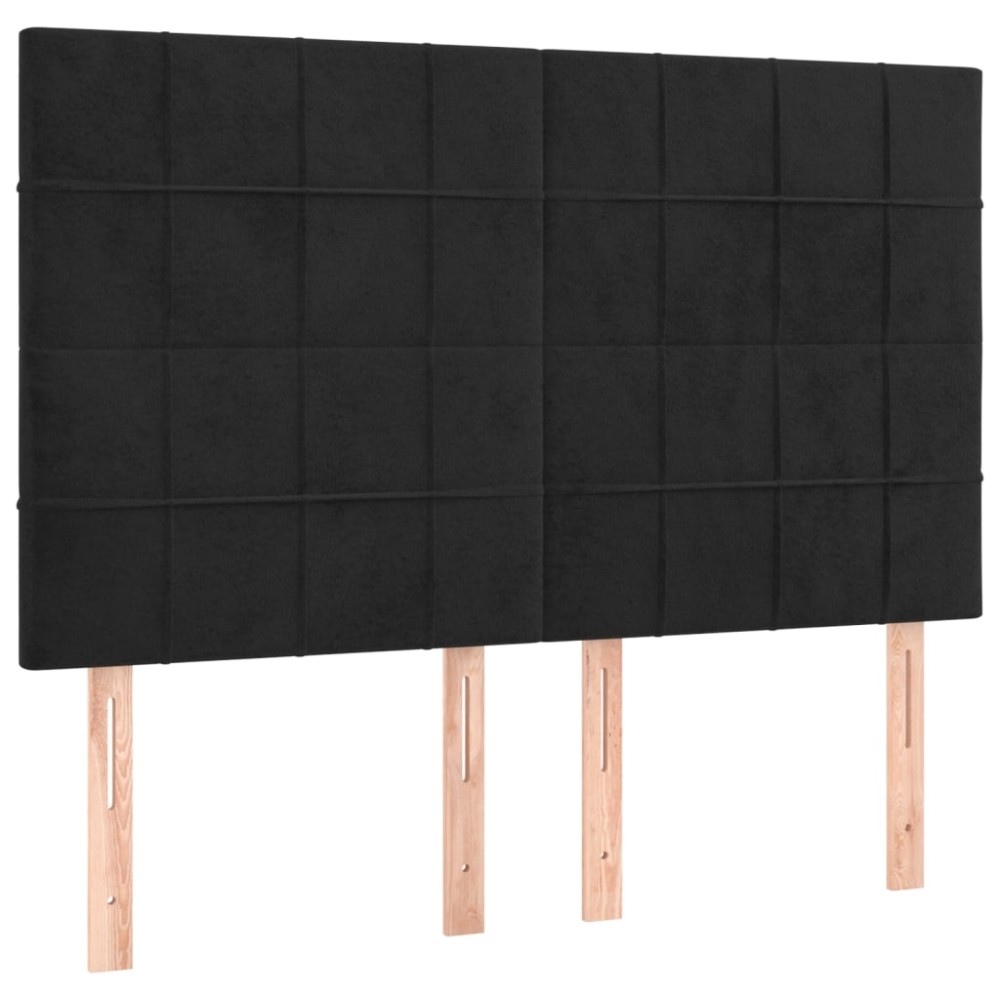 vidaXL Tăblii de pat, 4 buc, negru, 72x5x78/88 cm, catifea