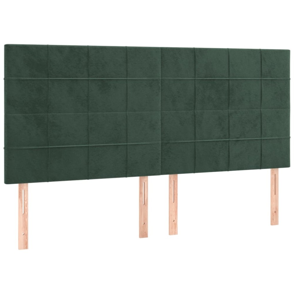 vidaXL Tăblii de pat, 4 buc, verde închis, 80x5x78/88 cm, catifea
