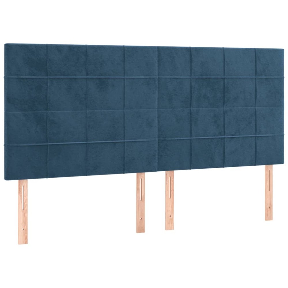 vidaXL Tăblii de pat, 4 buc, albastru închis, 80x5x78/88 cm, catifea