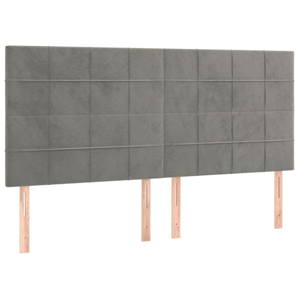 vidaXL Tăblii de pat, 4 buc, gri deschis, 90x5x78/88 cm, catifea