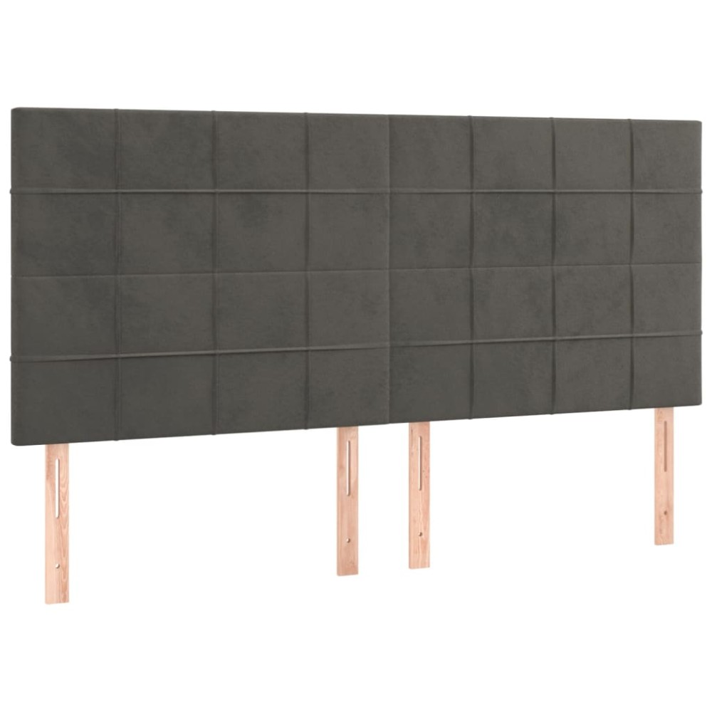 vidaXL Tăblii de pat, 4 buc, gri închis, 90x5x78/88 cm, catifea