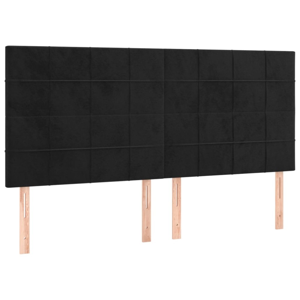vidaXL Tăblii de pat, 4 buc, negru, 90x5x78/88 cm, catifea