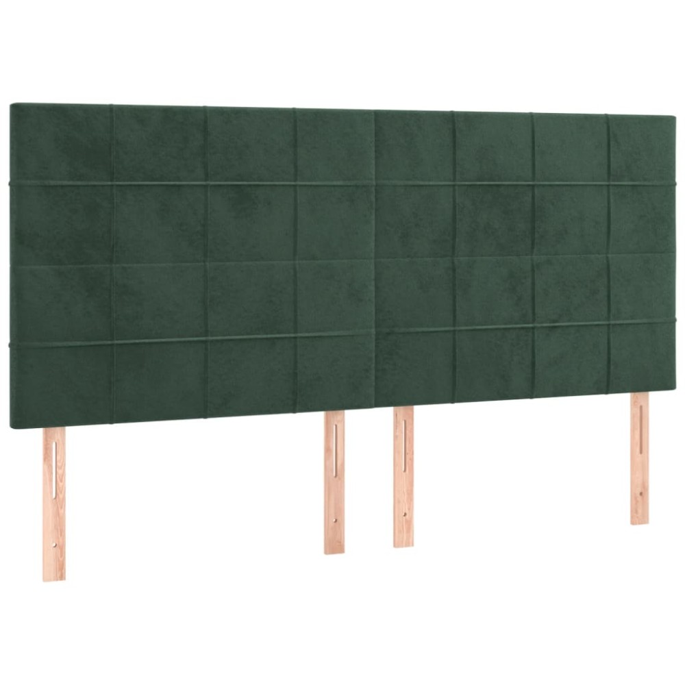 vidaXL Tăblii de pat, 4 buc, verde închis, 90x5x78/88 cm, catifea