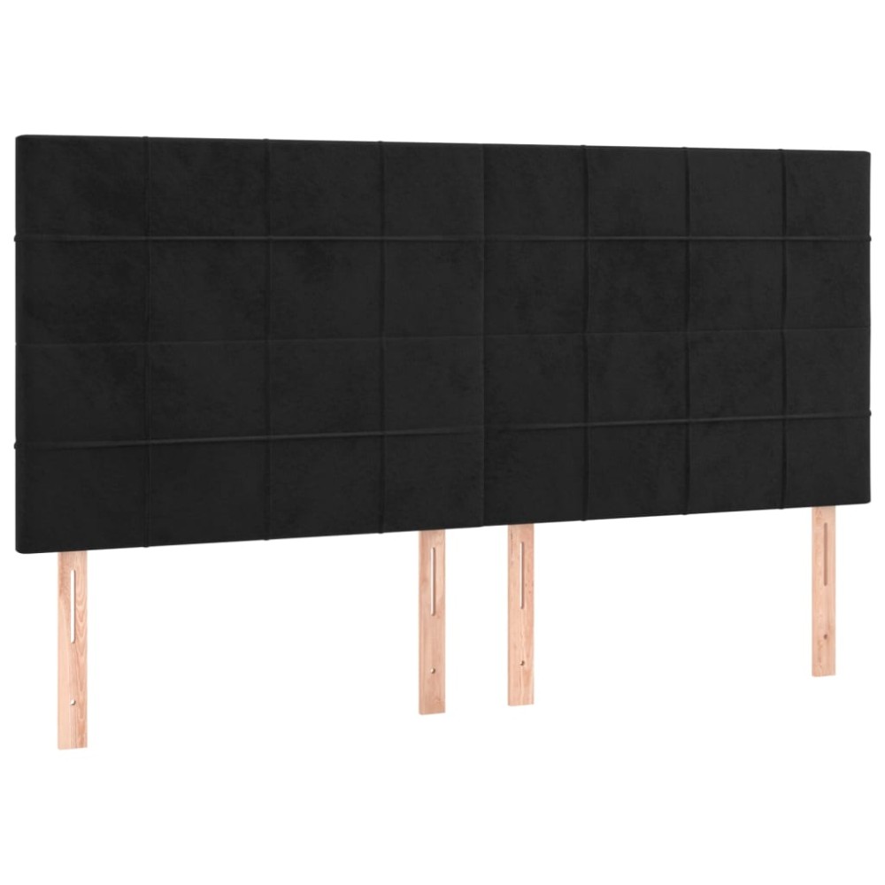 vidaXL Tăblii de pat, 4 buc, negru, 100x5x78/88 cm, catifea