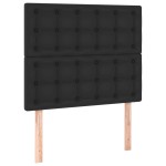 vidaXL Tăblie de pat neagră 80x5x118/128 cm piele ecologică