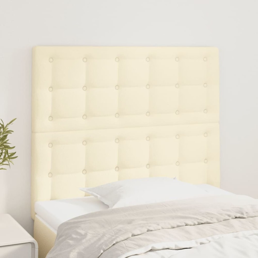 vidaXL Tăblii de pat, 2 buc., crem, 80x5x78/88 cm, piele ecologică