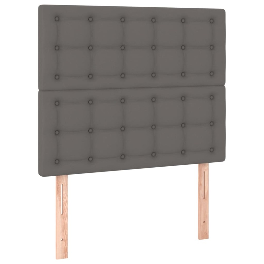 vidaXL Tăblii de pat, 2 buc, gri, 80x5x78/88 cm, piele ecologică