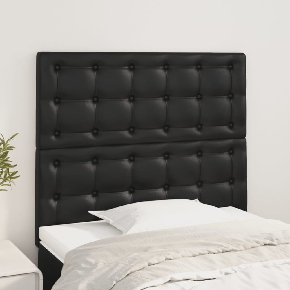 vidaXL Tăblii de pat, 2 buc, negru, 90x5x78/88 cm, piele ecologică