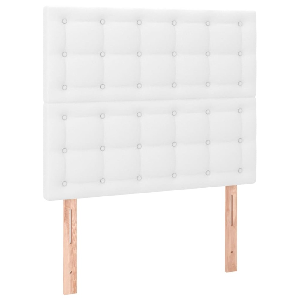 vidaXL Tăblii de pat, 2 buc, alb, 90x5x78/88 cm, piele ecologică