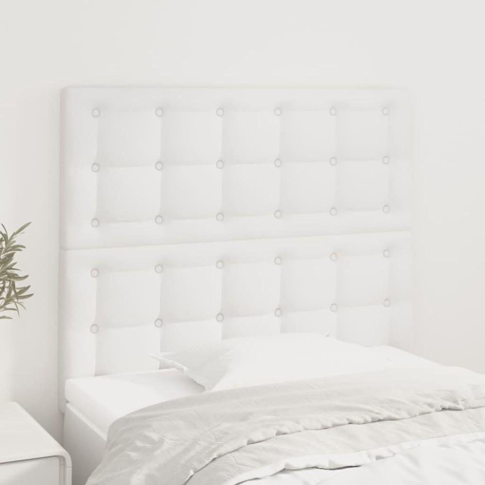 vidaXL Tăblii de pat, 2 buc, alb, 100x5x78/88 cm, piele ecologică