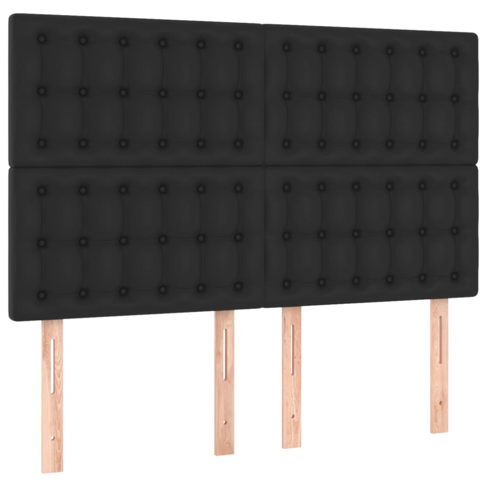 vidaXL Tăblii de pat, 4 buc, negru, 72x5x78/88 cm, piele ecologică