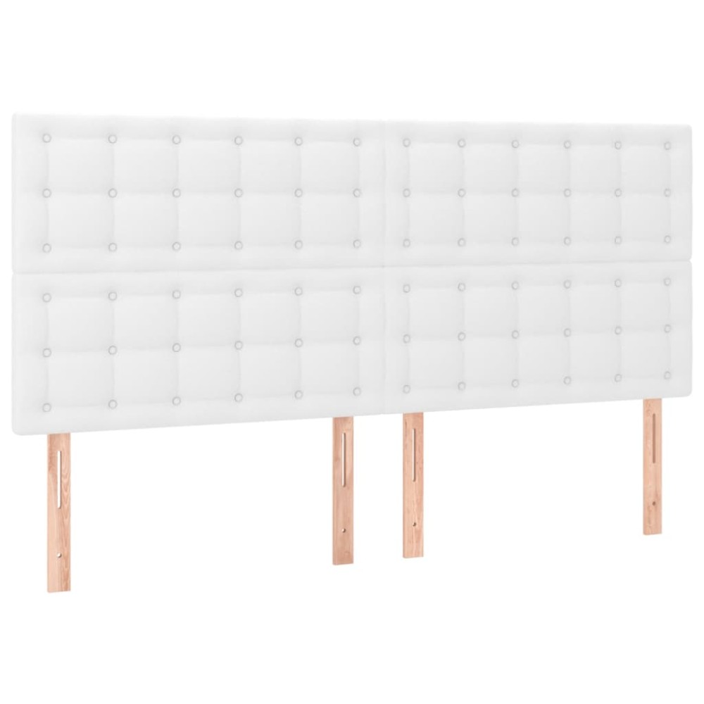 vidaXL Tăblii de pat, 4 buc, alb, 80x5x78/88 cm, piele ecologică