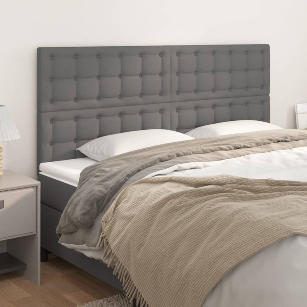 vidaXL Tăblii de pat, 4 buc, gri, 80x5x78/88 cm, piele ecologică