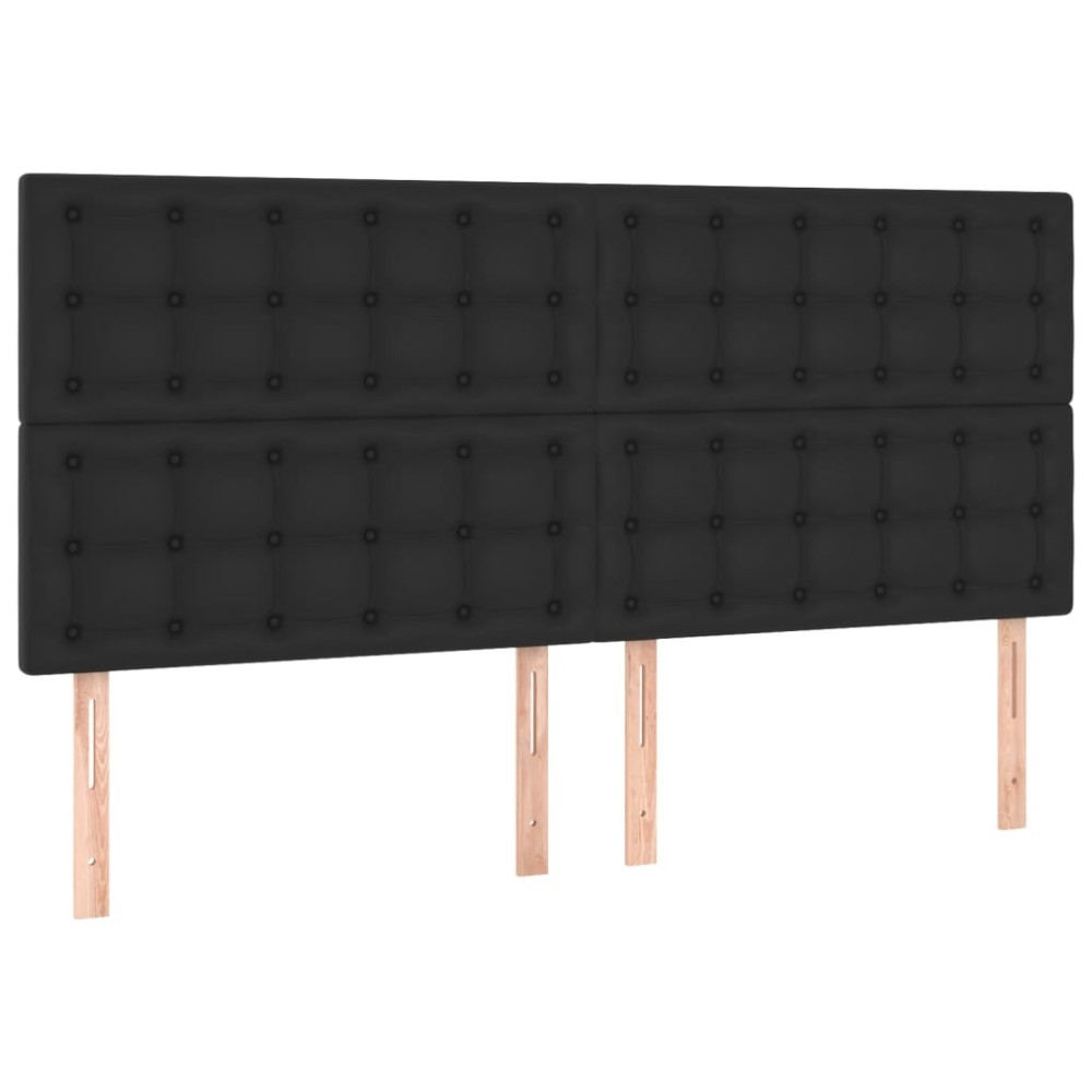 vidaXL Tăblii de pat, 4 buc, negru, 90x5x78/88 cm, piele ecologică