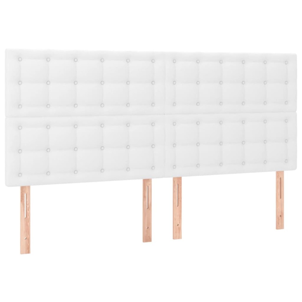 vidaXL Tăblii de pat, 4 buc, alb, 90x5x78/88 cm, piele ecologică