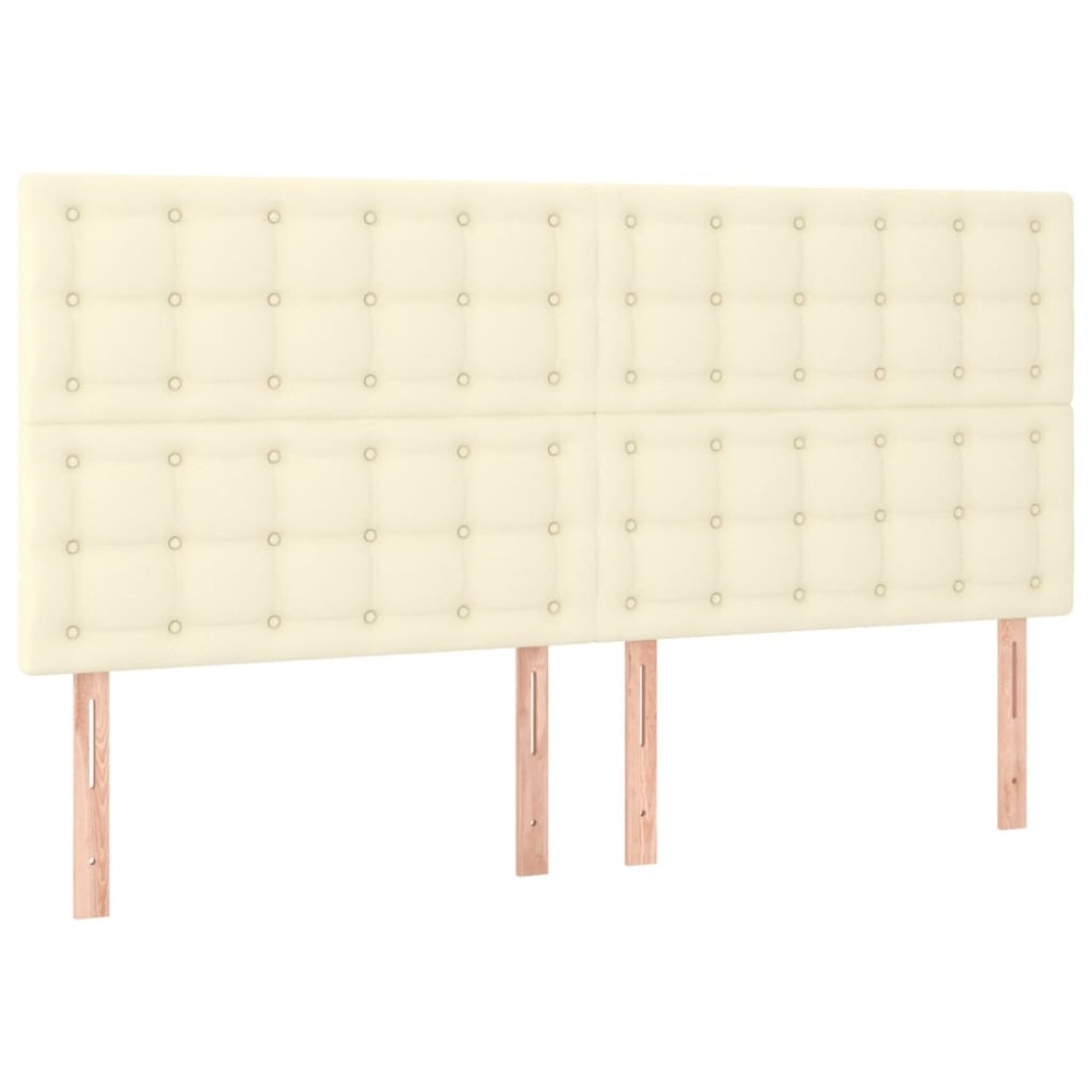 vidaXL Tăblii de pat, 4 buc, crem, 90x5x78/88 cm, piele ecologică