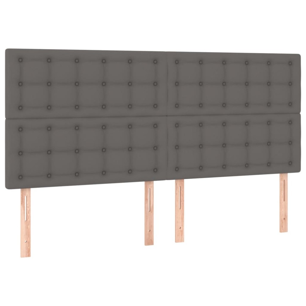 vidaXL Tăblii de pat, 4 buc, gri, 90x5x78/88 cm, piele ecologică