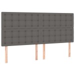 vidaXL Tăblii de pat, 4 buc, gri, 90x5x78/88 cm, piele ecologică