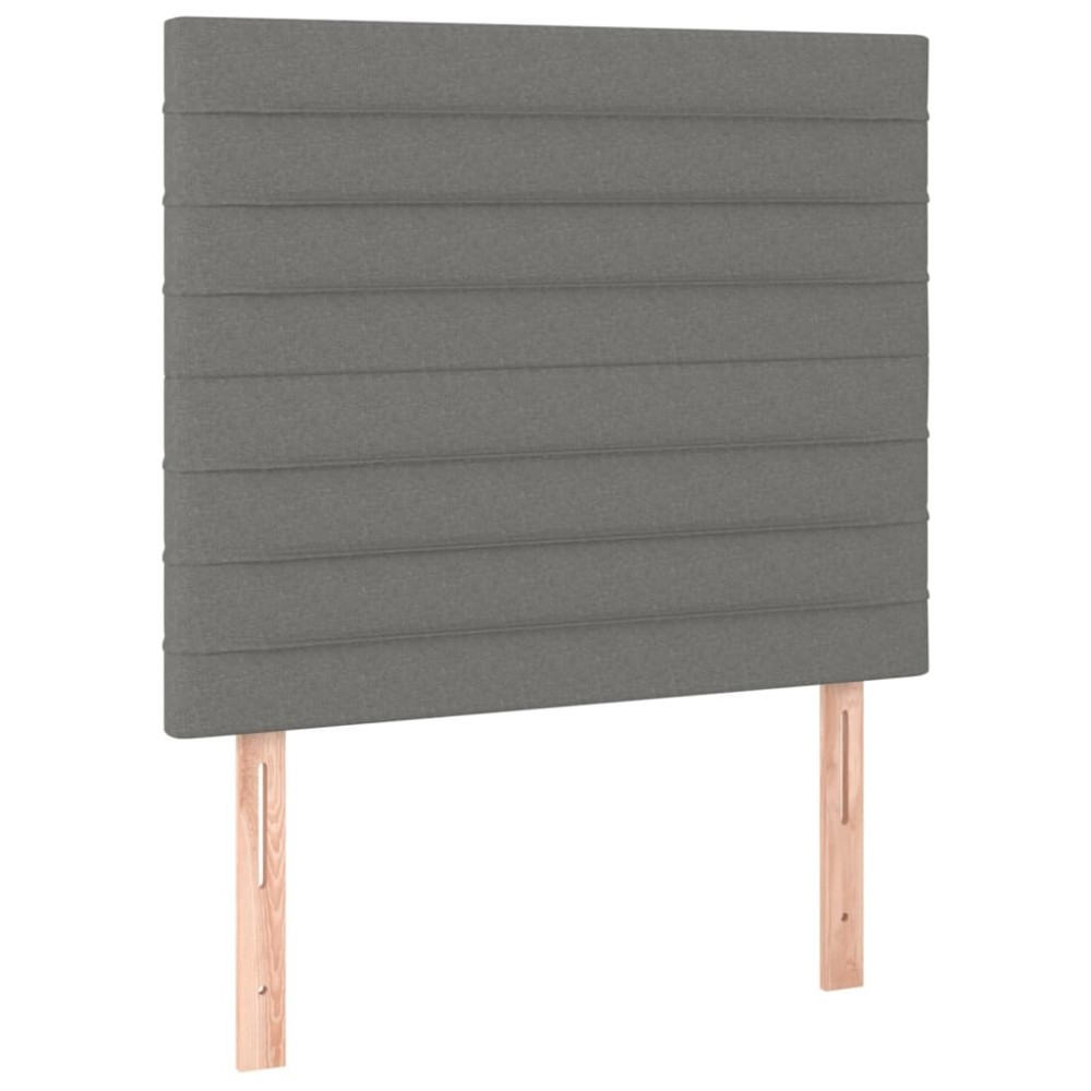 vidaXL Tăblii de pat, 2 buc, gri închis, 90x5x78/88 cm, textil