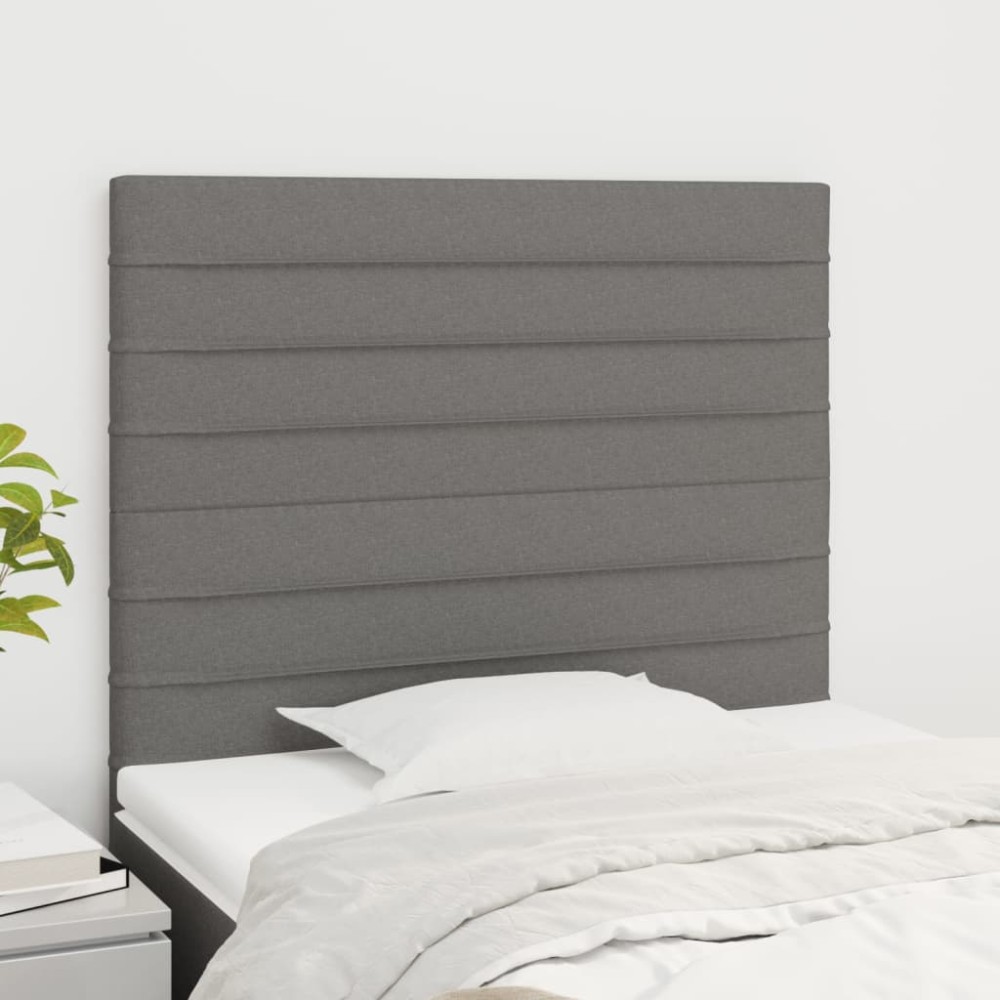 vidaXL Tăblii de pat, 2 buc, gri închis, 90x5x78/88 cm, textil