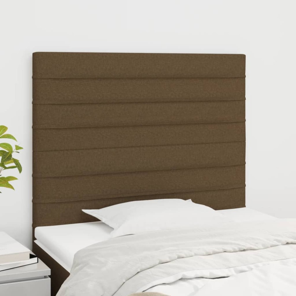 vidaXL Tăblii de pat, 2 buc, maro închis, 90x5x78/88 cm, textil