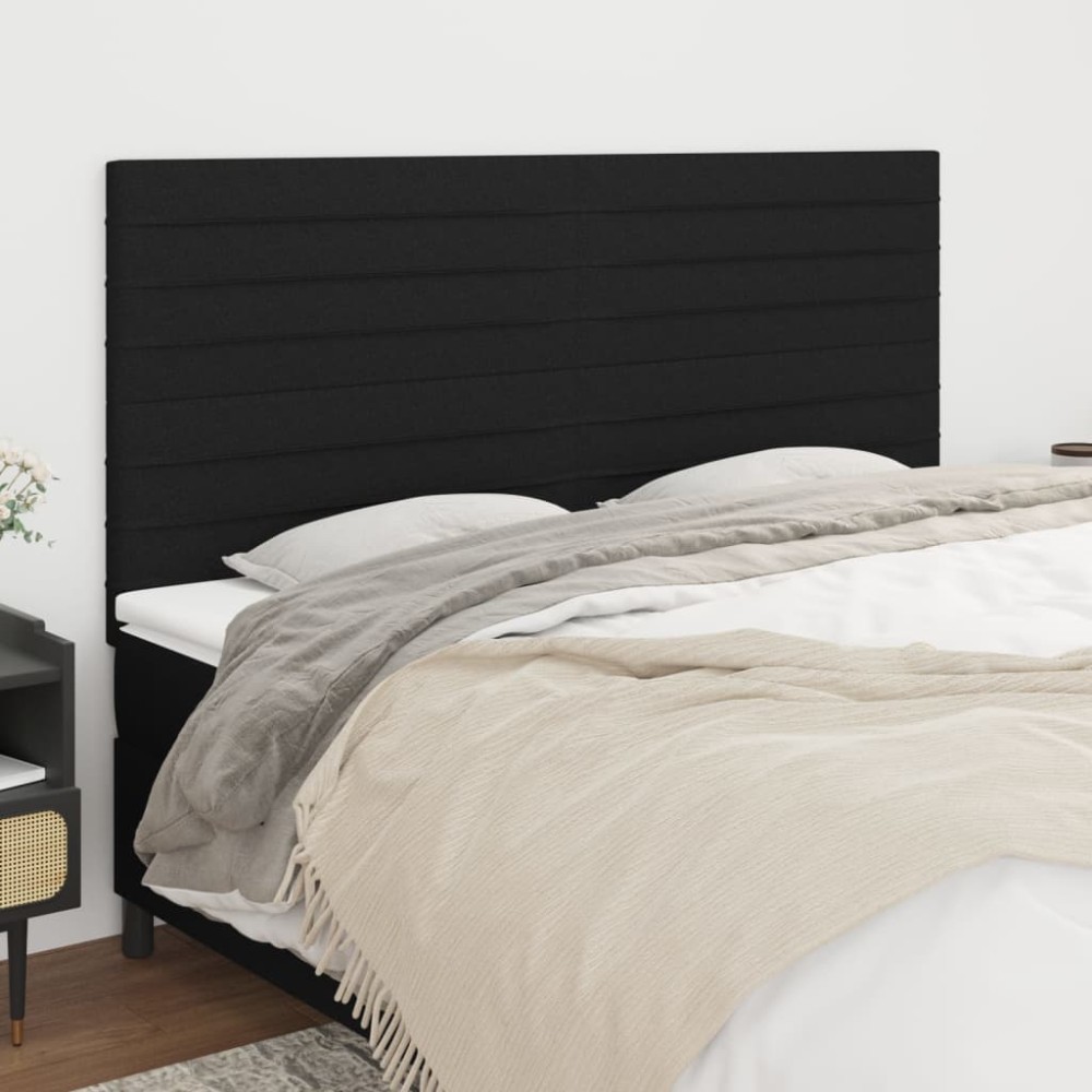vidaXL Tăblii de pat, 4 buc, negru, 80x5x78/88 cm, textil