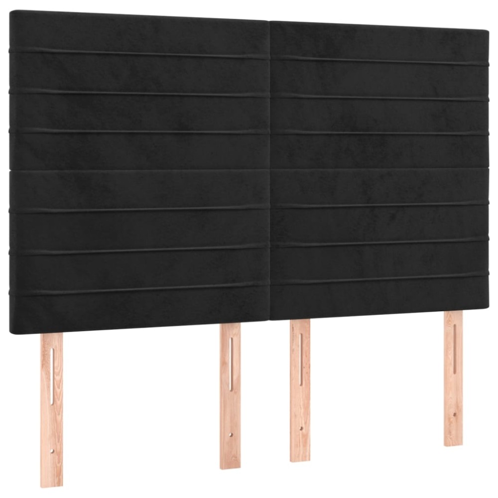 vidaXL Tăblii de pat, 4 buc, negru, 72x5x78/88 cm, catifea