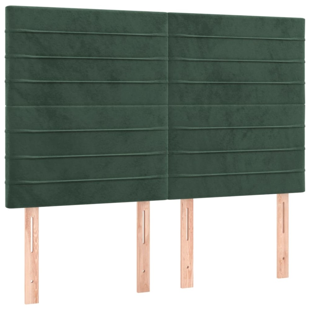 vidaXL Tăblii de pat, 4 buc, verde închis, 72x5x78/88 cm, catifea