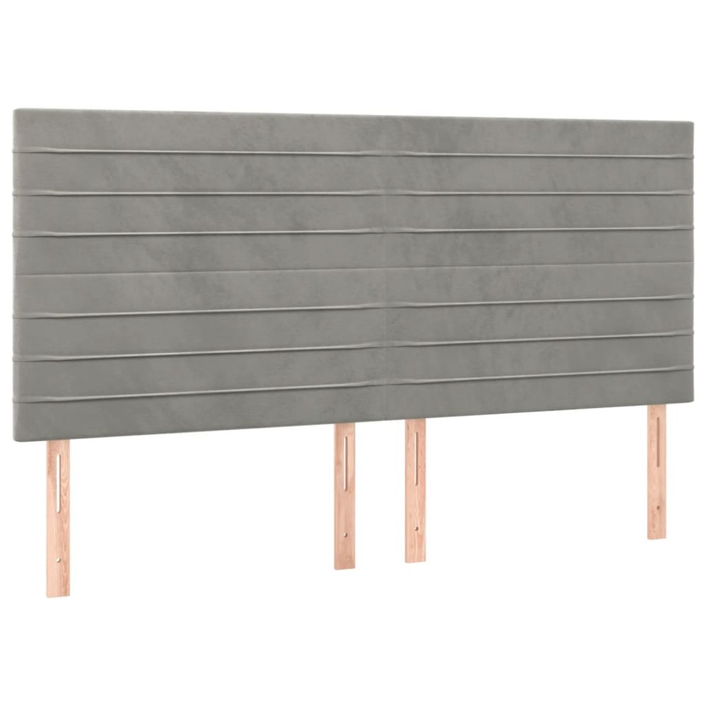 vidaXL Tăblii de pat, 4 buc, gri deschis, 90x5x78/88 cm, catifea
