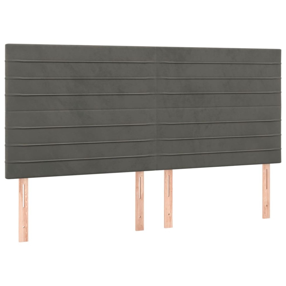 vidaXL Tăblii de pat, 4 buc, gri închis, 90x5x78/88 cm, catifea