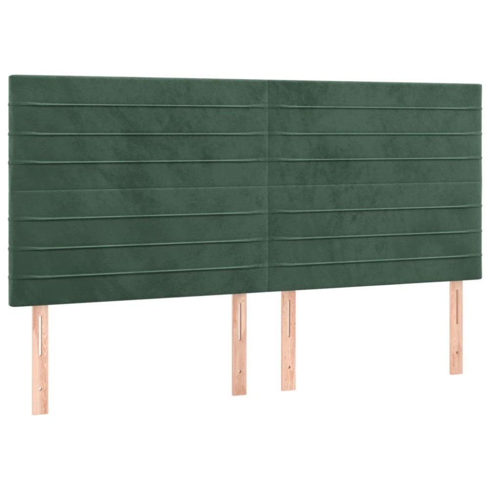 vidaXL Tăblii de pat, 4 buc, verde închis, 90x5x78/88 cm, catifea