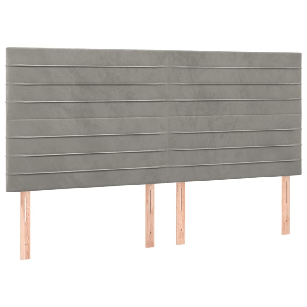 vidaXL Tăblii de pat, 4 buc, gri deschis, 100x5x78/88 cm, catifea