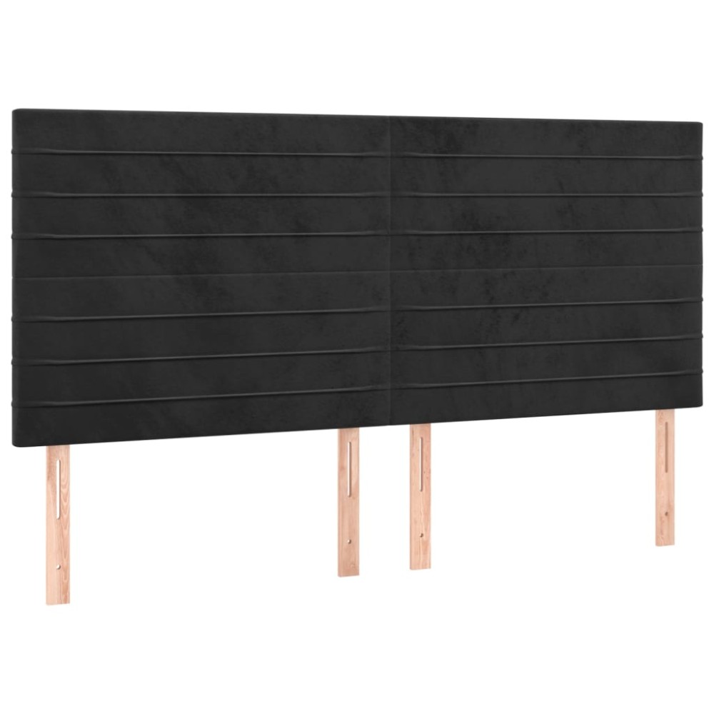 vidaXL Tăblii de pat, 4 buc, negru, 100x5x78/88 cm, catifea